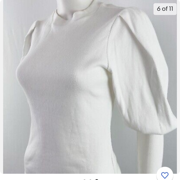 Veronica Beard White ribbed sweater with pour sleeves, size small - Picture 5 of 9